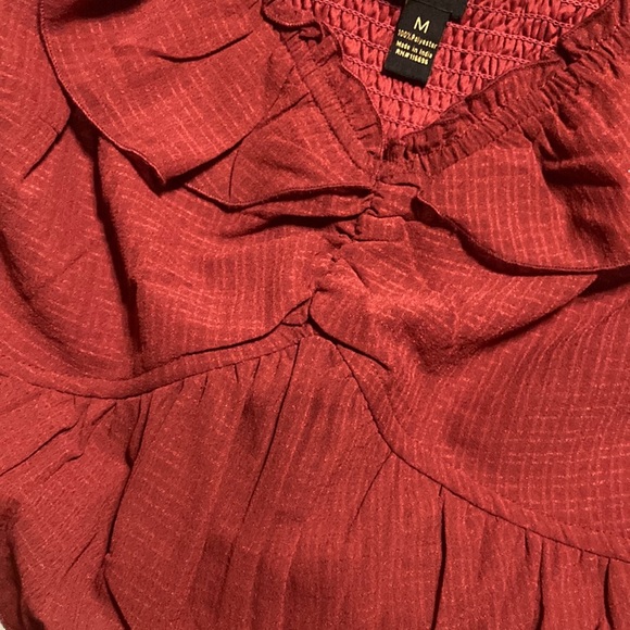 Red Ruffled Peplum Blouse - Picture 3 of 5